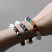 Load image into Gallery viewer, Seven Chakra Bracelet with White Agate