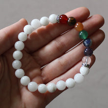 Load image into Gallery viewer, Seven Chakra Bracelet with White Agate